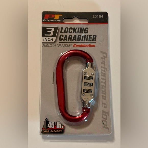 Performance tool Locking Carabiner 3 inch one red & one silver - Picture 4 of 5